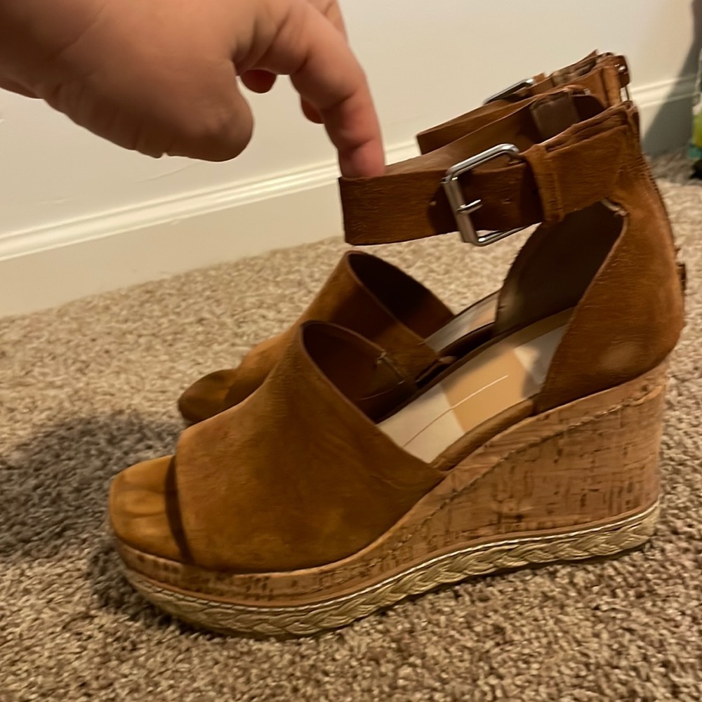 Brown dolce vita strappy wedge heels